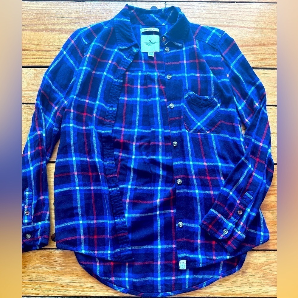 American Eagle, boyfriend fit, flannel, size small